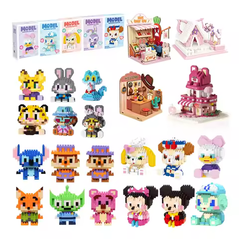 Disney LinaBell Building Blocks Anime Winnie Cartoon Mini Action Children's Figures Blocks Bricks As