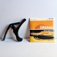 Random Color Guitar Capo Bundling Package & One Set of Imported EZ900 Strings Size 0.10 Guitar Strin