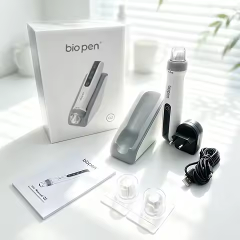 Biopen Q2 3-in-1 Facial Beauty Pen with EMS Red Blue Light Skin Care Tool Includes 10pcs Replacement
