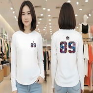 Long Sleeve Oval T-Shirt Women's Top / Trend Long Sleeve T-Shirt Latest Trend Number Motif T-Shirt