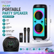 PORTABLE PARTY SPEAKER BAAB B208-21 PORTABLE SPEAKER 8"*2 USB / TWS / BT / FM / TF / REMOTE CONTROL 