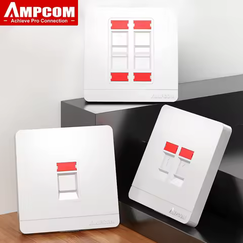 AMPCOM RJ11 RJ45 Faceplate Wall Socket Wallplate Face plate 1-Port 2-Port 4-Port Networking Telephon