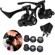 10x 15x 20x 25x LED Head Magnifier Glass Jewelry Watch Repair Tool Two Eye Loupe