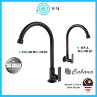 CABANA Kitchen Faucet Stainless Steel SUS 304 Black Pillar or Wall Mounted Sink Tap / Kepala Paip Sinki Dapur