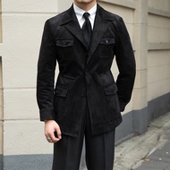 Mr. Lusan Thin Suede Safari Jacket Jacket Mens Fall and Winter New Arrival Naples Silm Blazer Collar