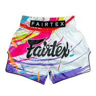 กางเกงมวยรุ่น BS1933 Fairtex Muay Thai Shorts - World Music (White)