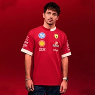 2025 Game Season, F1 Racing Suit, F Team Red Short Sleeve, Leclerc, Lewis, Outdoor Sports Round Neck
