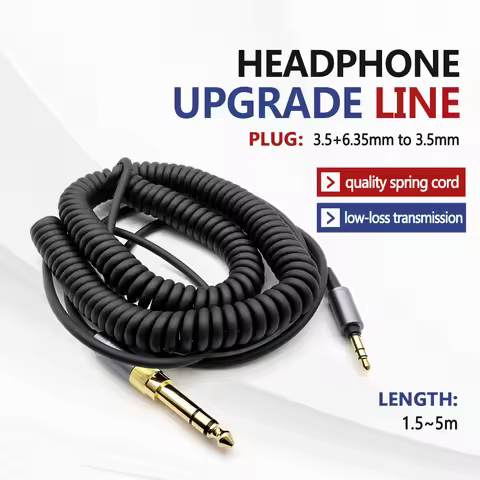 High quality 3.5+6.35 mm 2 in 1 Spring Headphone Audio Replacement Cable for Sony WH-1000 XM4 XM2 XM