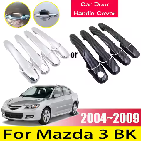 Chrome For Mazda 3 BK Accessories Mazda3 MPS 2004 2005 2006 2007~2009 Black Carbon Fiber Exterior Do
