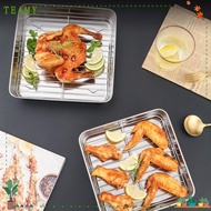 TEAMY Baking Pan, Bakeware Tools 304 Stainless Steel BBQ Tray,  Rectangle Non-stick Cooling Rack Ove