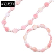 QVC [สภาพดีเยี่ยม] สร้อยคอและกำไลเปลือกหอยแกะสลักรูปดอกกุหลาบ SV925 (2 ชิ้น) [มือสอง]