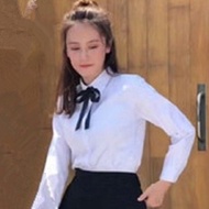 Marriage Registration Photo Couple Clothing Spring and Summer Long Sleeves Plus Size Pure Color Shir