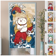 Customize Lucky Cat Room Door Curtain Velcro Tape Japanese Style Doorway Curtain Self Adhesive Long Room Curtain for Kitchen Dinning Room