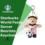 Starbucks World Festa Soccer Bearista Keychain | Plush Collectible Bear Keychain | Soccer Fan Mercha