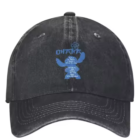 Stitch Ohana Means Family Casual Baseball Cap Spring Cute Blue Cartoon Trucker Hat Kpop Hip Hop Hats