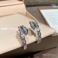 High Luxury-Physical Shooting Rose Gold White Shell Snake Bone Earrings Hot Snake Series VX9B