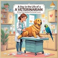 A Day in the Life of a Veterinarian: Cute Animal Coloring Book for Kids Ages 3–10: Fun & Cozy Black-