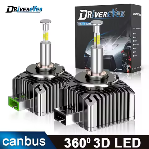 360 3D D1S D3S LED Car Headlights Bulbs Canbus D2S D4S D8S Led HID Kit D1R D2R D3R Auto Lamps Turbo 