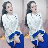 Blue Clothes for Going to the Temple and Going to the Ceremony, FREE PEARL CHAIN. Hand-embroidered D