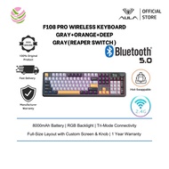 AULA F108 Pro Wireless Keyboard Gray+Orange+deep Gray (Tri-Mode Connectivity & 8000mAh Battery,  Rea