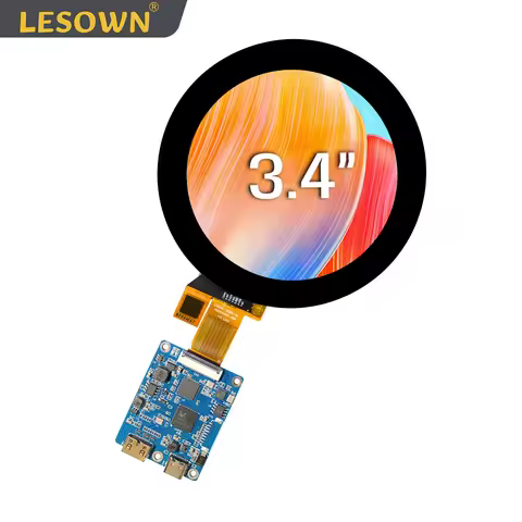 LESOWN 800x800 IPS Round LCD Screen 3.4 inch HDMI Type C Full Viewing GX-H2M30PB118 Controller Drive