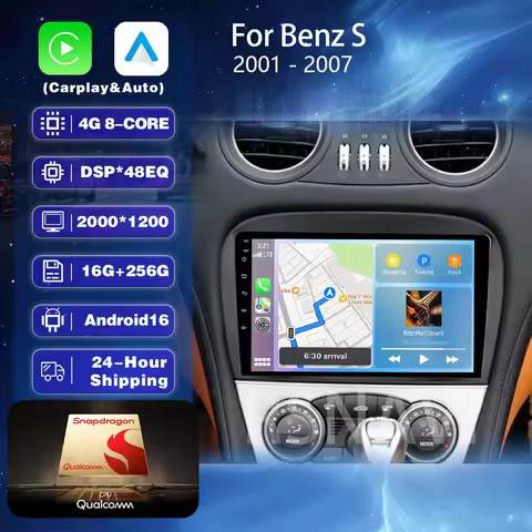 Android 16 Carplay Auto Qualcomm Car Radio Player For Benz SL R230 SL350 SL500 SL55 SL600 SL65 2001 