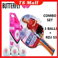 Butterfly RDJ-S3 FL Shakehand Table Tennis Racket Ping Pong Bat With A40+ 3-Star Balls ORIGINAL