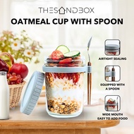Oatmeal Breakfast Cup 350ml - Overnight Oats Jar with Lid & Spoon