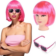 Straight Short Charming Bob Wigs, Bob Wig with Bangs for Women, Nature, Synthetic Fibre, Party, Cosp