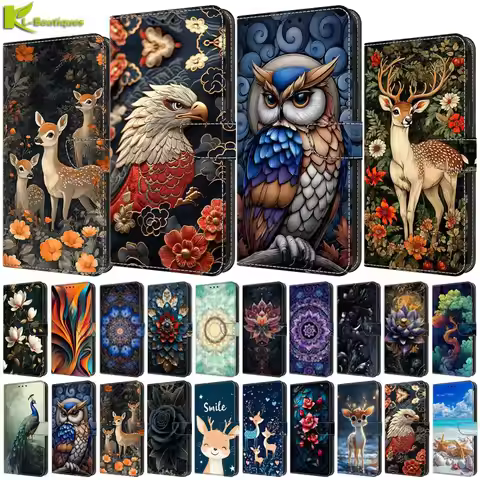 Fashion Cartoon Painted Wallet Flip Case For Funda OPPO A54 A74 A93 5G A53 A53s A73 4G A35 A32 A33 2