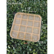 [1 PCS] SQUARE CONTAINER/BEKAS SEGI EMPAT WITH GOLD TRAY 16 HOLE (CODE: FF2702/PL300B)