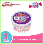 ● ∆ Columbia Candies: Potchi Gummy Worms Candy Jar