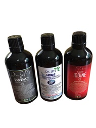 DMSO DIMETHYL SULFOXIDE 100ml.+ H202 HYDROGEN PEROXIDE 100ml.+ Liquid IODINE With Hydrogen 100ml.