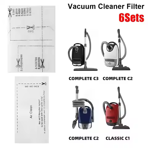 6Sets Vacuum Cleaner Filters For Miele Complete S8340 S8360 C1 C2 C3 Exhaust Filter Replacement Part