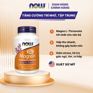 Viên uống Magie L-Threonate Now Magtein (90 viên) giúp cải thiện trí nhớ hỗ trợ xương cơ tim mạch