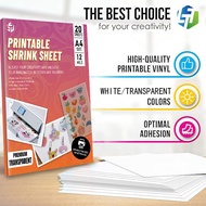 LTT Eco-Friendly Printable Shrink Papers A4 - Heat Activated DIY Art Sheets 20PCS White/Transparent