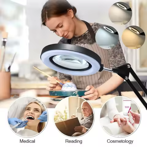 8X Illuminated Magnifier USB 3 Colors 64 LED Magnifying Glass for Soldering Iron Repair/Table Lamp/S