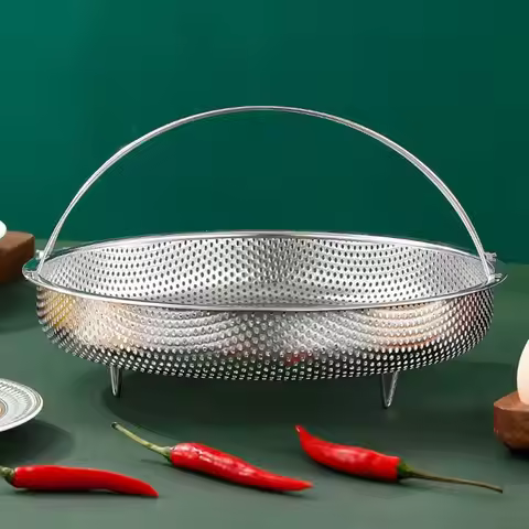 22.5/25.5cm Stainless Steel Food Steamer Basket Pressure Cooker Steamer Basket with Handle Steaming 