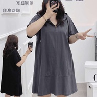 dress woman plus size dress Plus Size Women's Fat MM2-300jin Hooded T-Shirt Dress Summer New Mid Len