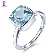 Lohaspie Jewelry Genuine 2.7 Carats Solid Sterling Silver 925 Rings Geniune Natural Sky Blue Topaz R