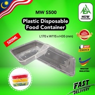 MW-S500 Rectangular Plastic Food Container with Lids 500ML [10/50 Sets] Bekas Makanan Plastik Petak