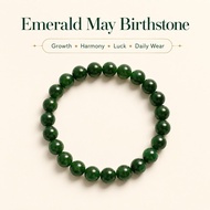 Emerald May Birthstone Bracelet Crystal Stone Beads Elastic Stretch Jewelry Gift