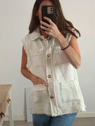 Zara white tweed vest 小香風背心外套 (SF locker included)