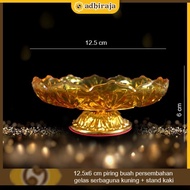 Fruit Plate, yellow multi-purpose glass offering fruit plate + 12.5x6 cm foot stand