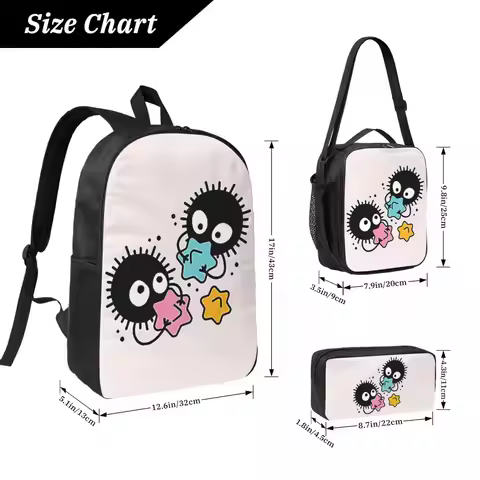Soot Studio Ghibli Backpack Student Boys Girls BookBag School Bag Computer Shoulder Bags 3ps Insulat