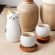 [In Stock] Ceramic Sake Set Teacups Traditional Sake Carafe for Tea Japanese