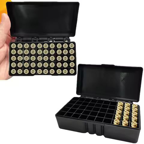 50 Rounds Portable Ammo Storage Box Tactical Bullet Box Pistol Bullet 9mm Caliber Hunting Accessorie
