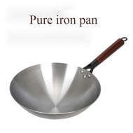 Pre-Seasoned Traditional Non-coated Carbon Steel Pow Wok with Wooden/Cast iron wok/Kuali Besi/Kuali Hitam/Fine wok/traditional old-fashioned pure wok/wooden handle wok/gas stove ro