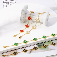 Double-Sided Lucky Clover Bracelet • Light Luxury 5-Leaf Clover Zircon Bracelet