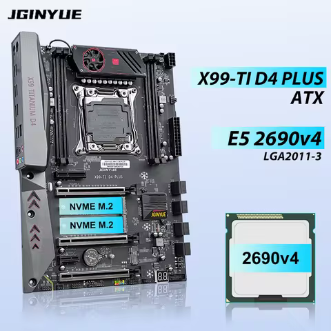 JGINYUE X99 motherboard kit Intel LGA 2011-3 With CPU xeon E5 2690 V4 DDR4 support ECC M.2 NVME SATA